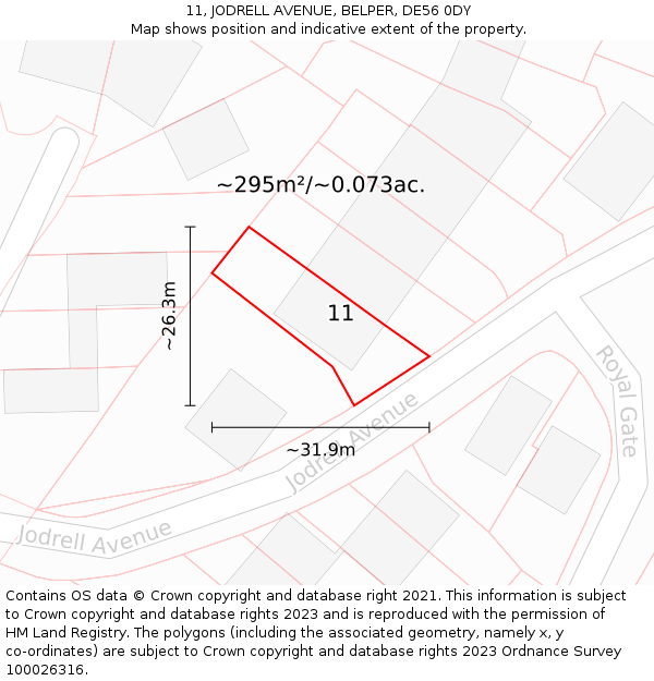 11, JODRELL AVENUE, BELPER, DE56 0DY: Plot and title map