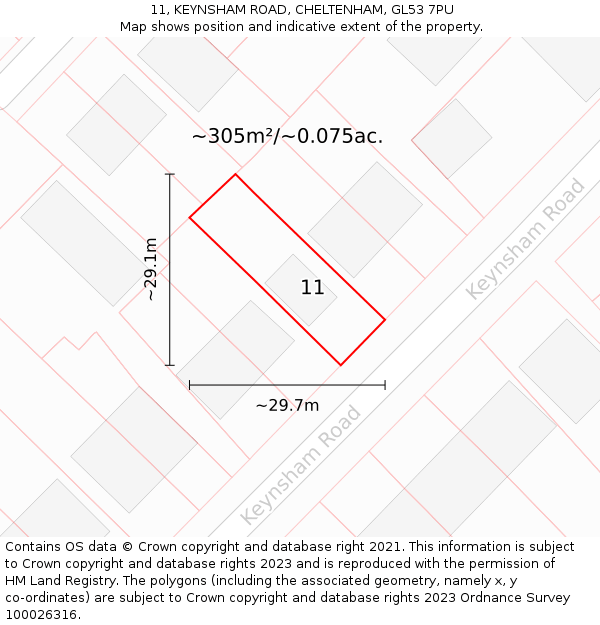 11, KEYNSHAM ROAD, CHELTENHAM, GL53 7PU: Plot and title map