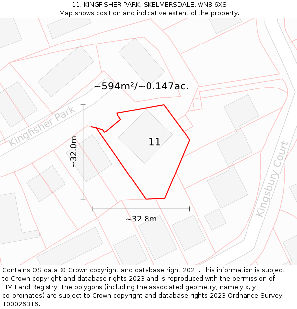 11, KINGFISHER PARK, SKELMERSDALE, WN8 6XS: Plot and title map