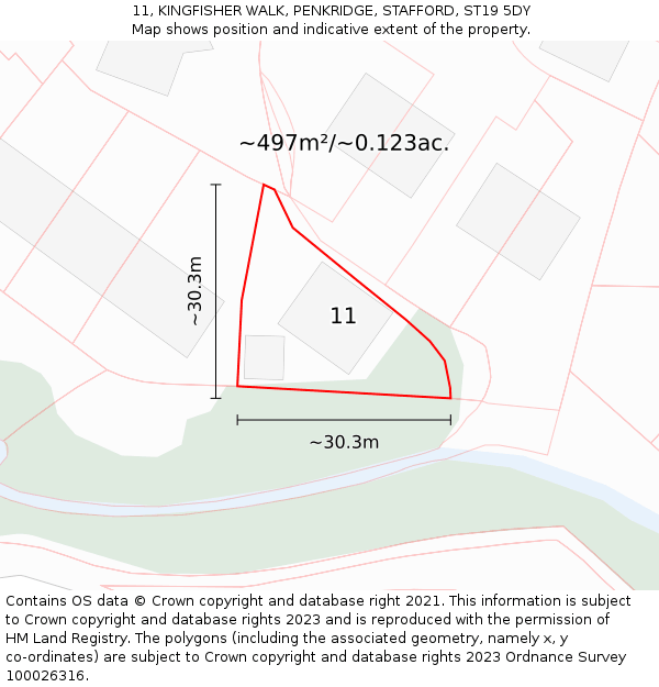 11, KINGFISHER WALK, PENKRIDGE, STAFFORD, ST19 5DY: Plot and title map