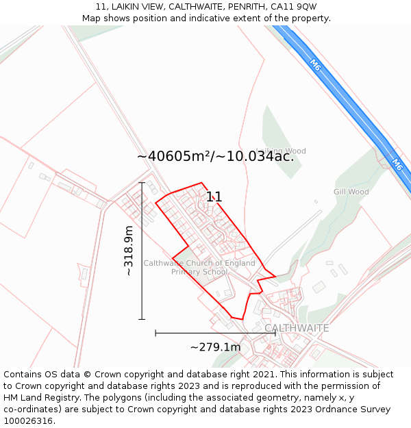 11, LAIKIN VIEW, CALTHWAITE, PENRITH, CA11 9QW: Plot and title map