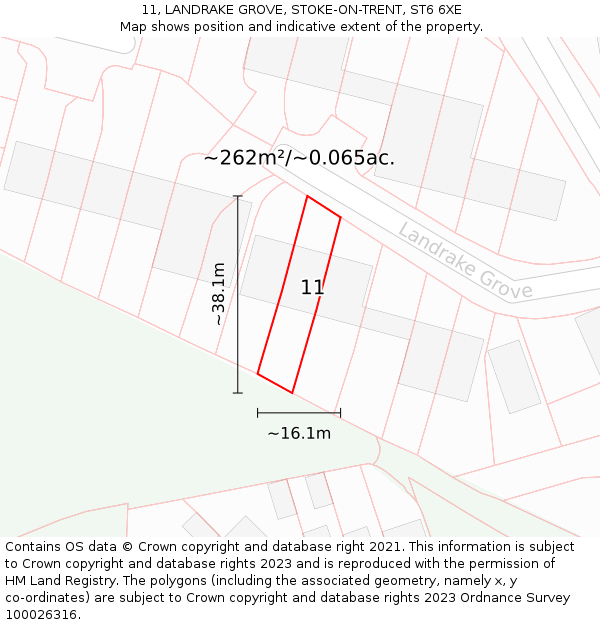 11, LANDRAKE GROVE, STOKE-ON-TRENT, ST6 6XE: Plot and title map