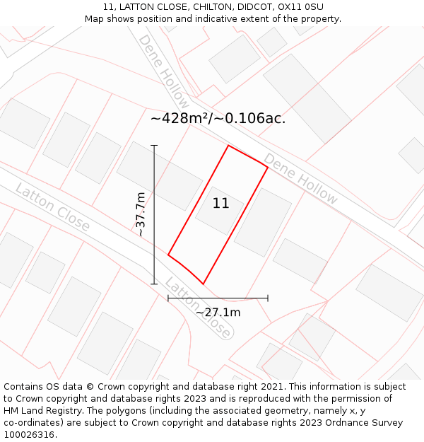 11, LATTON CLOSE, CHILTON, DIDCOT, OX11 0SU: Plot and title map