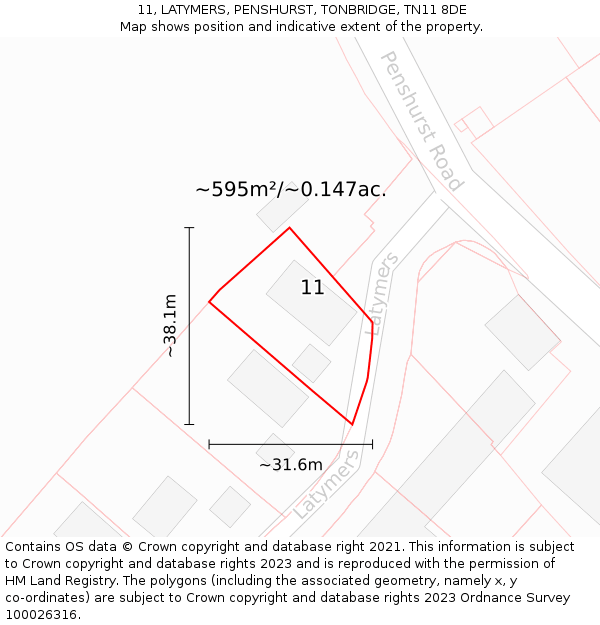 11, LATYMERS, PENSHURST, TONBRIDGE, TN11 8DE: Plot and title map