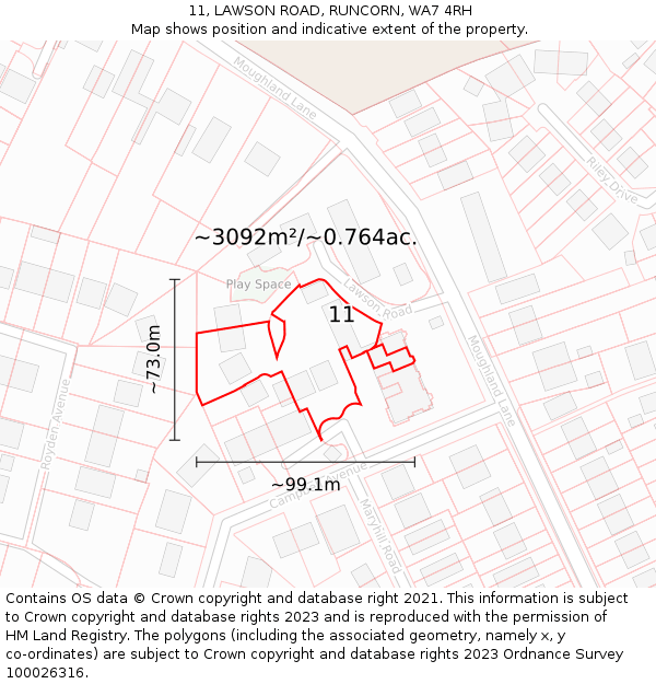 11, LAWSON ROAD, RUNCORN, WA7 4RH: Plot and title map