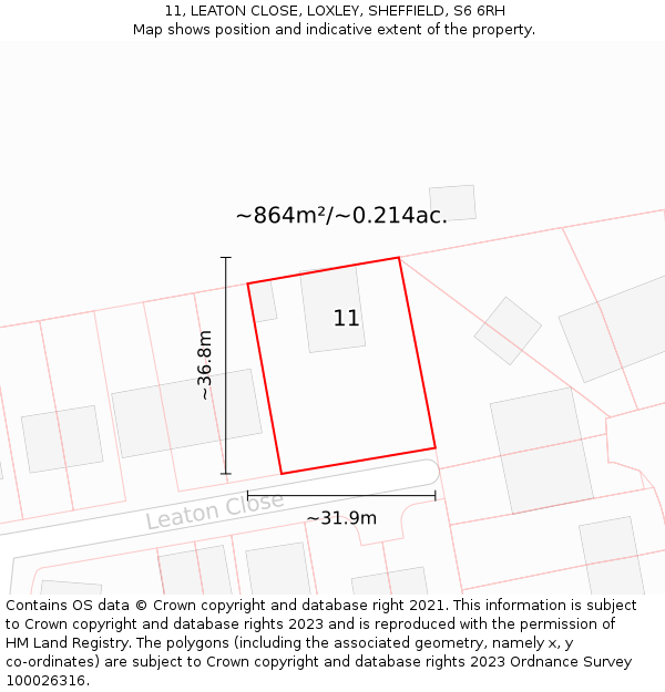 11, LEATON CLOSE, LOXLEY, SHEFFIELD, S6 6RH: Plot and title map