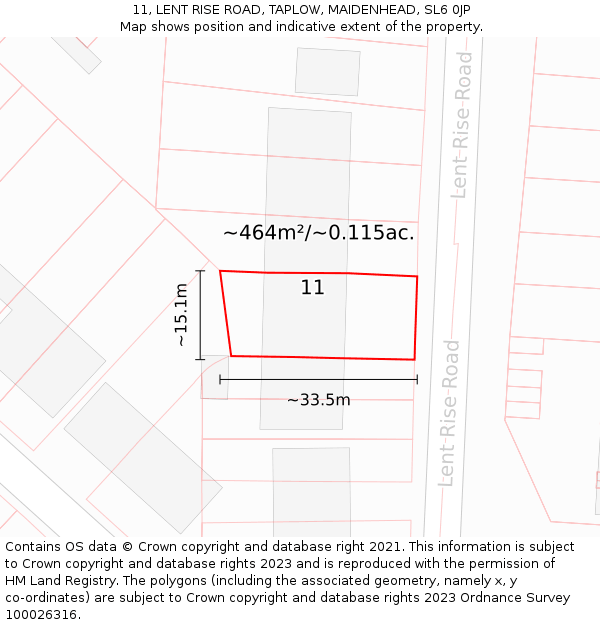 11, LENT RISE ROAD, TAPLOW, MAIDENHEAD, SL6 0JP: Plot and title map