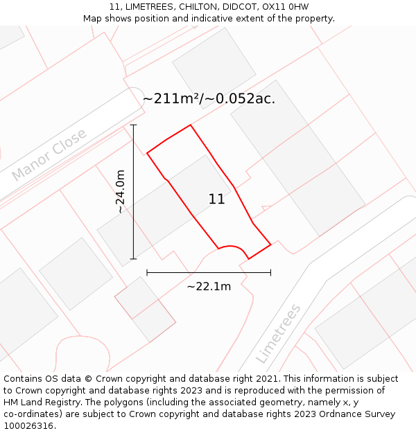 11, LIMETREES, CHILTON, DIDCOT, OX11 0HW: Plot and title map