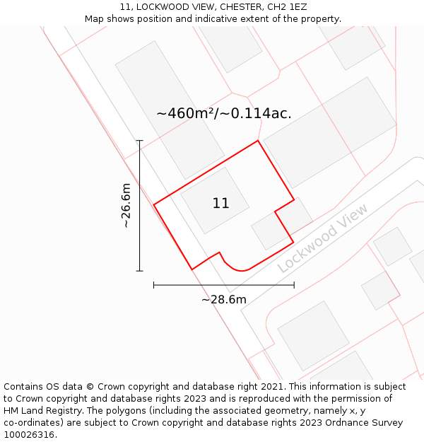 11, LOCKWOOD VIEW, CHESTER, CH2 1EZ: Plot and title map