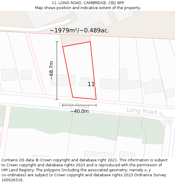 11, LONG ROAD, CAMBRIDGE, CB2 8PP: Plot and title map