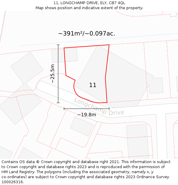 11, LONGCHAMP DRIVE, ELY, CB7 4QL: Plot and title map