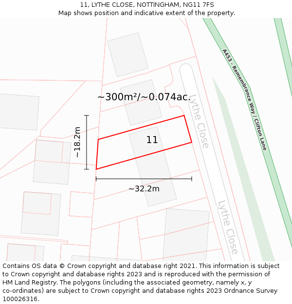 11, LYTHE CLOSE, NOTTINGHAM, NG11 7FS: Plot and title map