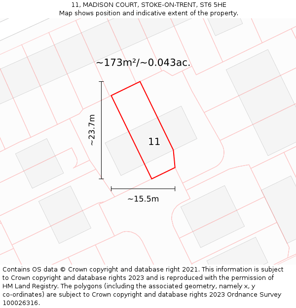 11, MADISON COURT, STOKE-ON-TRENT, ST6 5HE: Plot and title map