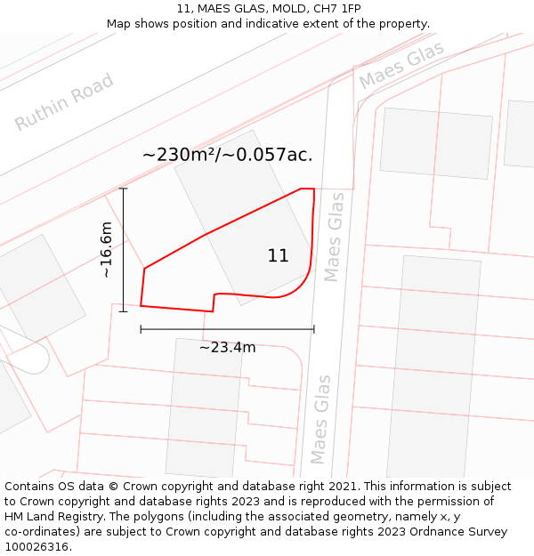 11, MAES GLAS, MOLD, CH7 1FP: Plot and title map