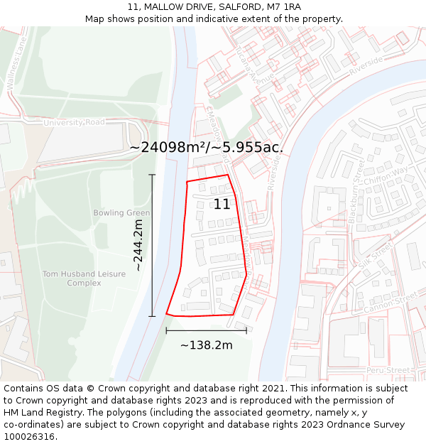 11, MALLOW DRIVE, SALFORD, M7 1RA: Plot and title map