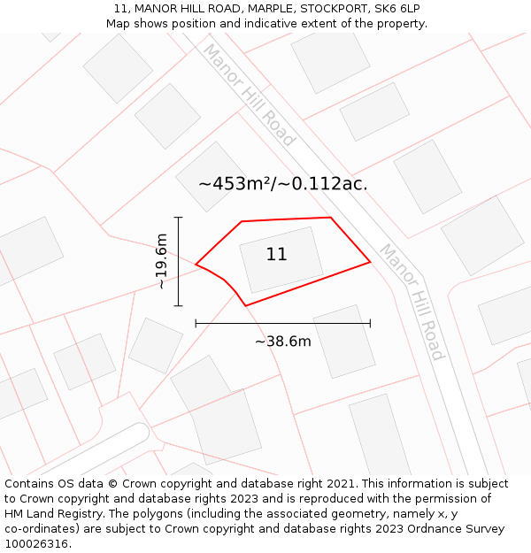 11, MANOR HILL ROAD, MARPLE, STOCKPORT, SK6 6LP: Plot and title map