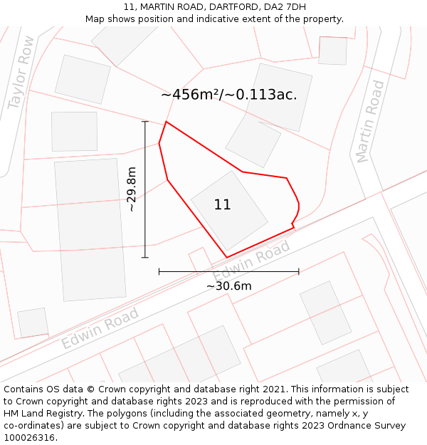 11, MARTIN ROAD, DARTFORD, DA2 7DH: Plot and title map