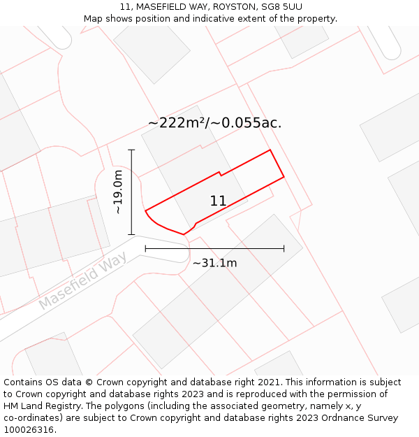 11, MASEFIELD WAY, ROYSTON, SG8 5UU: Plot and title map
