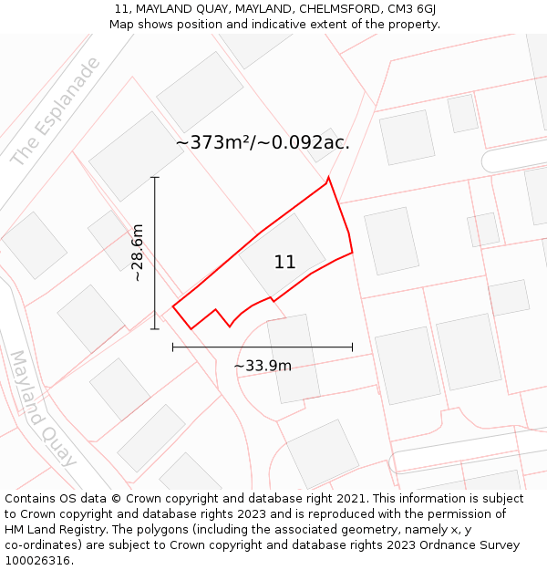 11, MAYLAND QUAY, MAYLAND, CHELMSFORD, CM3 6GJ: Plot and title map