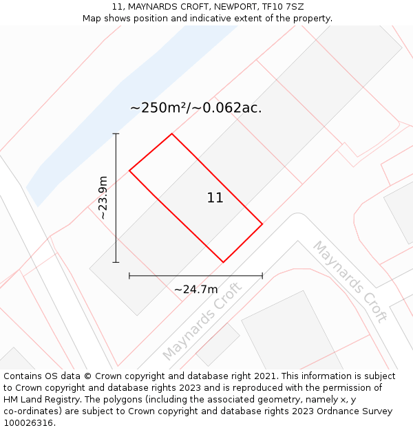 11, MAYNARDS CROFT, NEWPORT, TF10 7SZ: Plot and title map