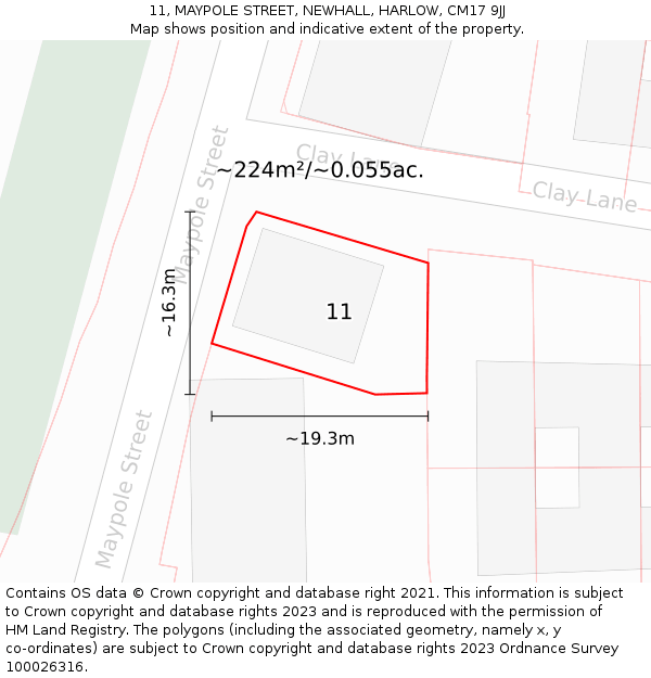 11, MAYPOLE STREET, NEWHALL, HARLOW, CM17 9JJ: Plot and title map