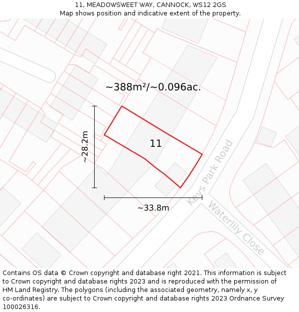 11, MEADOWSWEET WAY, CANNOCK, WS12 2GS: Plot and title map