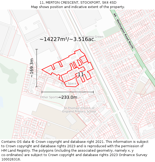 11, MERTON CRESCENT, STOCKPORT, SK4 4SD: Plot and title map