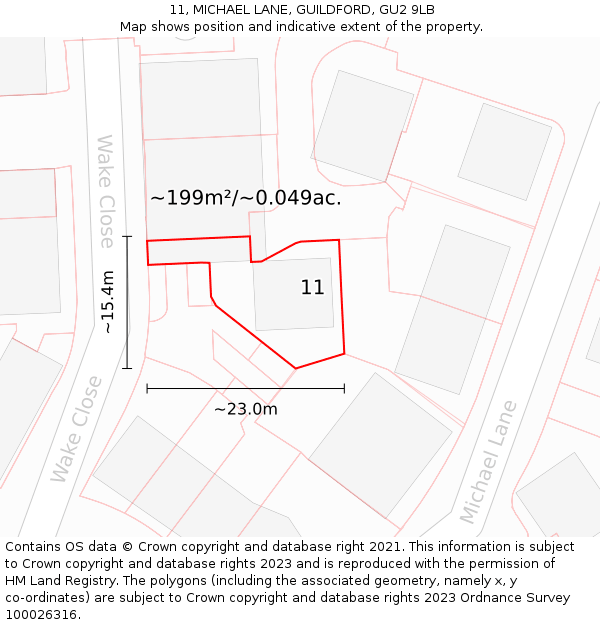 11, MICHAEL LANE, GUILDFORD, GU2 9LB: Plot and title map