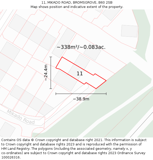 11, MIKADO ROAD, BROMSGROVE, B60 2SB: Plot and title map