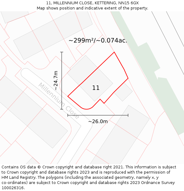 11, MILLENNIUM CLOSE, KETTERING, NN15 6GX: Plot and title map