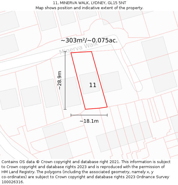 11, MINERVA WALK, LYDNEY, GL15 5NT: Plot and title map