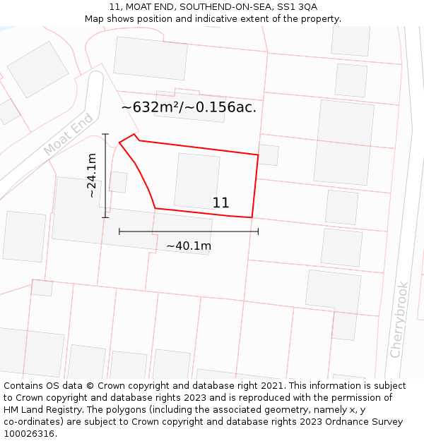 11, MOAT END, SOUTHEND-ON-SEA, SS1 3QA: Plot and title map