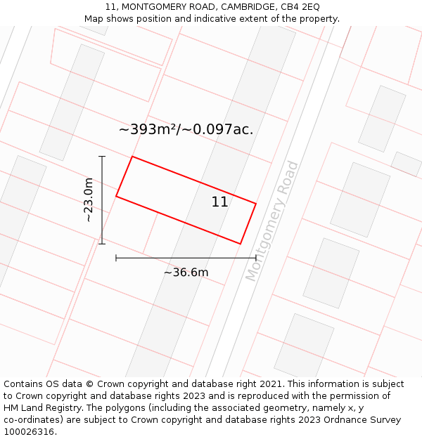 11, MONTGOMERY ROAD, CAMBRIDGE, CB4 2EQ: Plot and title map