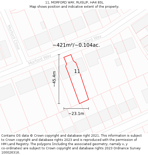 11, MORFORD WAY, RUISLIP, HA4 8SL: Plot and title map