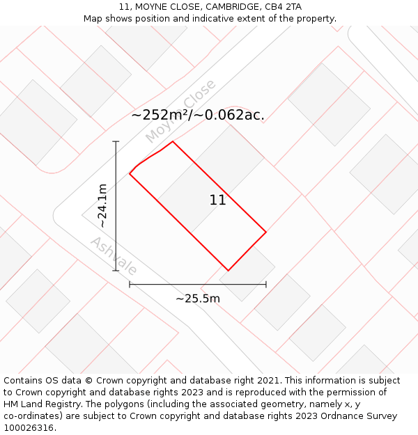 11, MOYNE CLOSE, CAMBRIDGE, CB4 2TA: Plot and title map