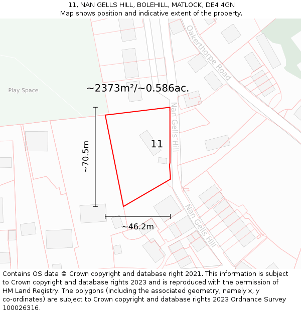 11, NAN GELLS HILL, BOLEHILL, MATLOCK, DE4 4GN: Plot and title map