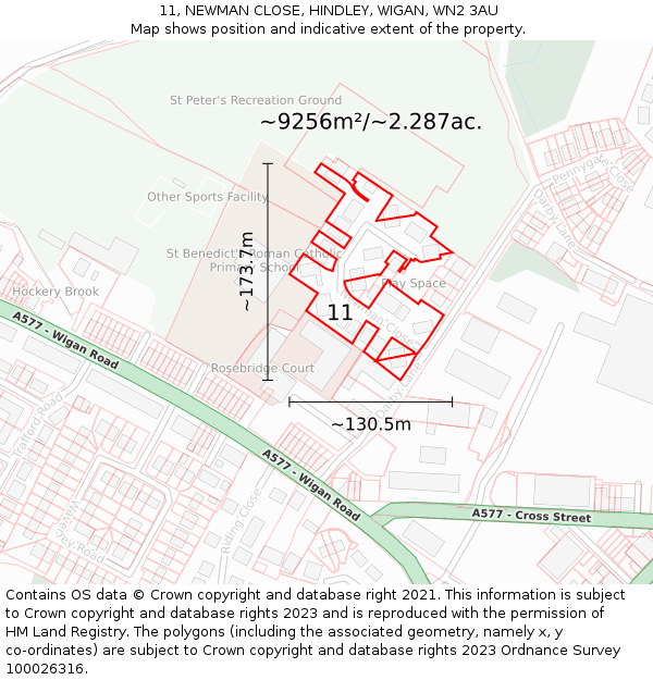 11, NEWMAN CLOSE, HINDLEY, WIGAN, WN2 3AU: Plot and title map