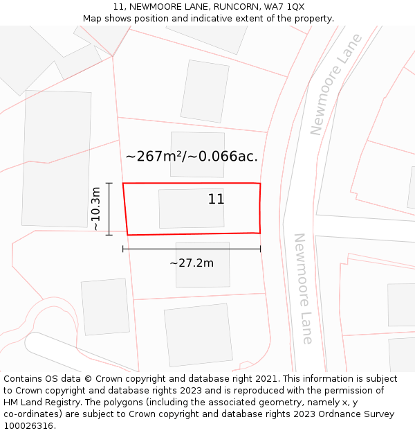 11, NEWMOORE LANE, RUNCORN, WA7 1QX: Plot and title map