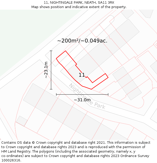 11, NIGHTINGALE PARK, NEATH, SA11 3RX: Plot and title map