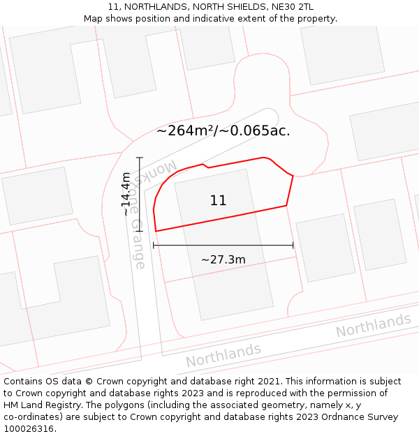 11, NORTHLANDS, NORTH SHIELDS, NE30 2TL: Plot and title map