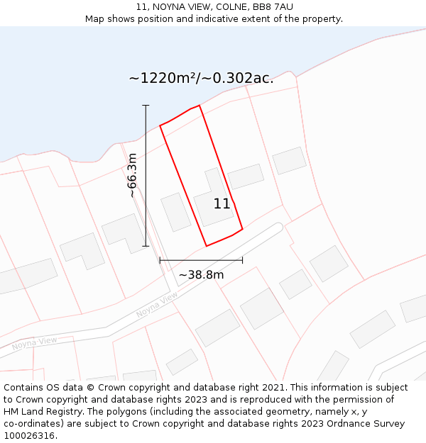 11, NOYNA VIEW, COLNE, BB8 7AU: Plot and title map