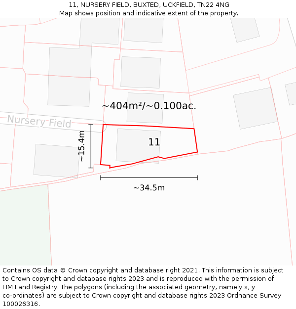 11, NURSERY FIELD, BUXTED, UCKFIELD, TN22 4NG: Plot and title map