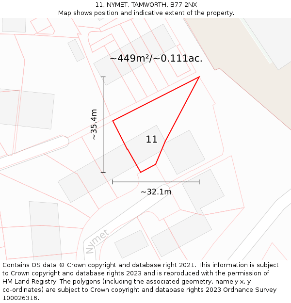 11, NYMET, TAMWORTH, B77 2NX: Plot and title map