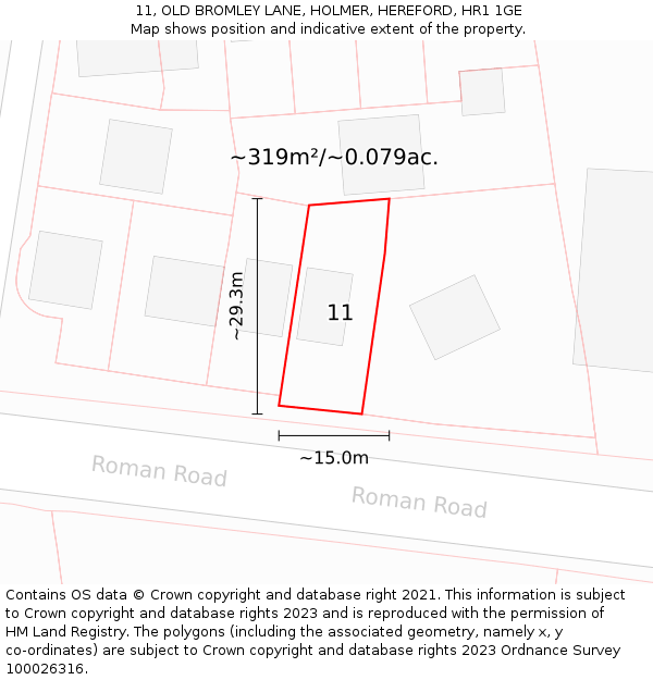 11, OLD BROMLEY LANE, HOLMER, HEREFORD, HR1 1GE: Plot and title map