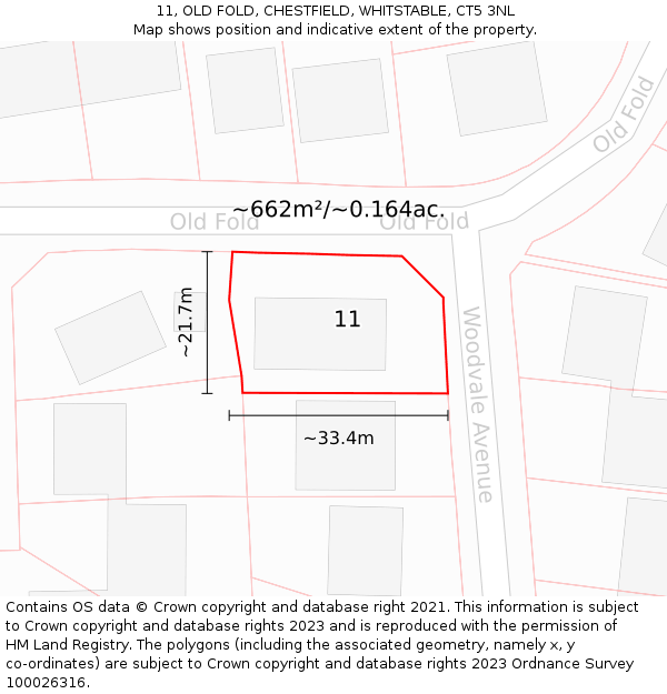 11, OLD FOLD, CHESTFIELD, WHITSTABLE, CT5 3NL: Plot and title map