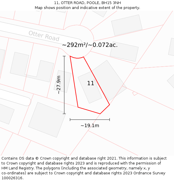 11, OTTER ROAD, POOLE, BH15 3NH: Plot and title map