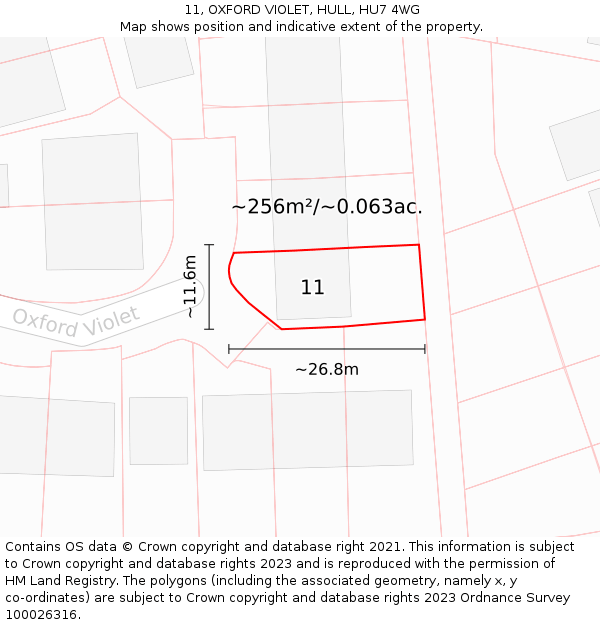 11, OXFORD VIOLET, HULL, HU7 4WG: Plot and title map