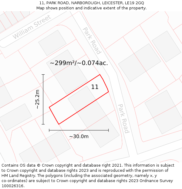 11, PARK ROAD, NARBOROUGH, LEICESTER, LE19 2GQ: Plot and title map