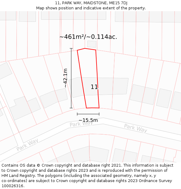 11, PARK WAY, MAIDSTONE, ME15 7DJ: Plot and title map