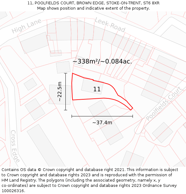 11, POOLFIELDS COURT, BROWN EDGE, STOKE-ON-TRENT, ST6 8XR: Plot and title map